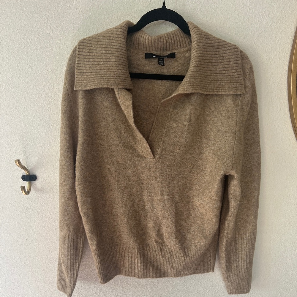 White House Black Market Taupe V Neck Sweater